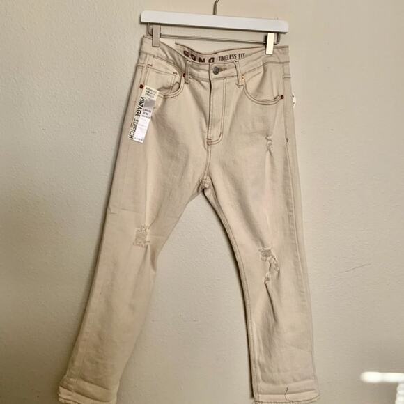 S.O.N.G High Rise Timeless Fit Cream Stretch Jeans - Picture 2 of 15